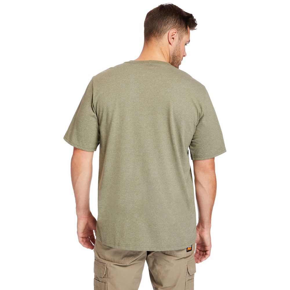 Camisetas Timberland Hombre Pro® Big & Tall Base Plate Short-Sleeve Verde Oliva - Chile WQI-047923